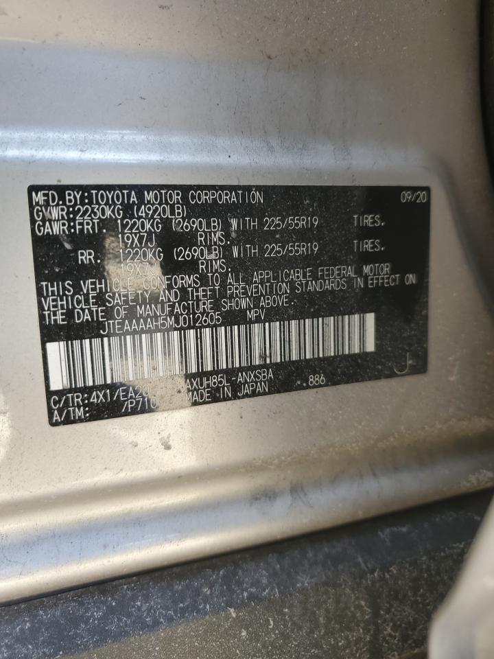 2021 Toyota Venza VIN JTEAAAAH5MJ012605 Copart auction photo, front end / undercarriage damage thumbnail 13