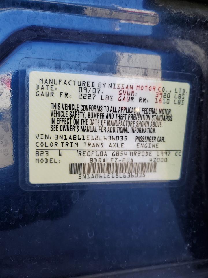 2008 Nissan Sentra VIN 3N1AB61E18L636035 Copart auction photo, front end damage thumbnail 13