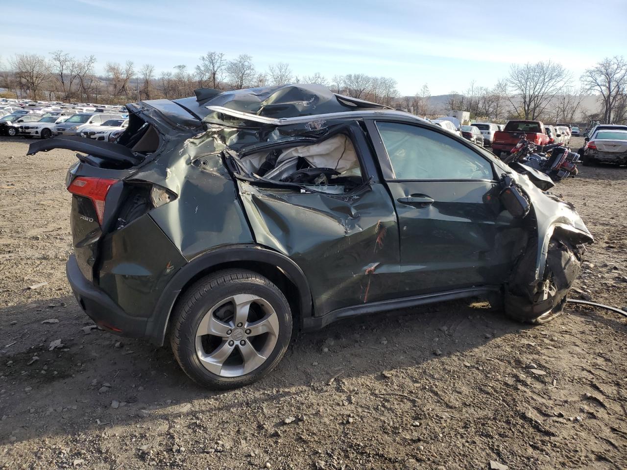 2017 Honda HR-V VIN 3CZRU6H78HM707611 Copart auction photo, all over / rollover damage thumbnail 3
