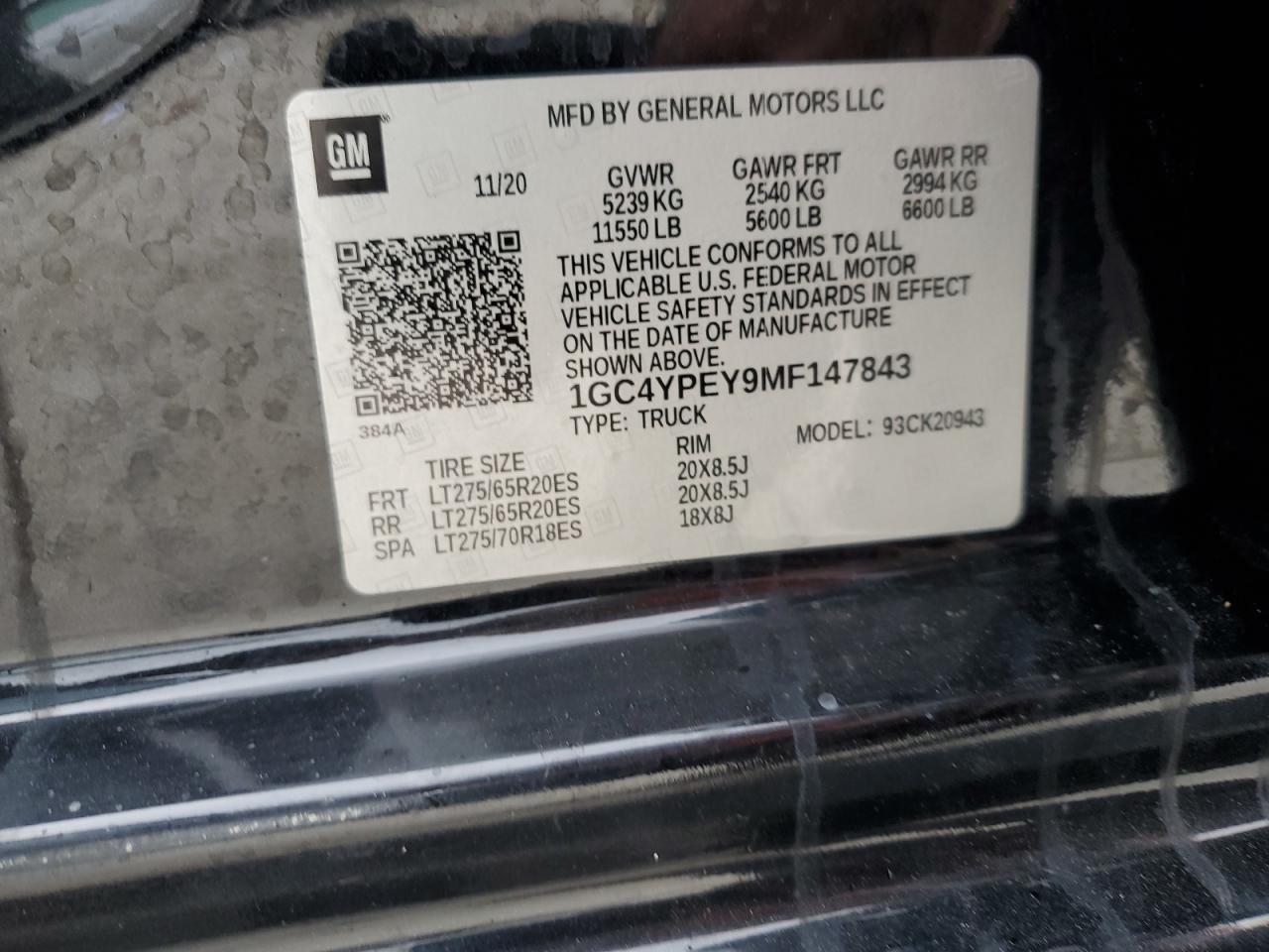 2021 Chevrolet Silverado VIN 1GC4YPEY9MF147843 Copart auction photo, all over damage thumbnail 12