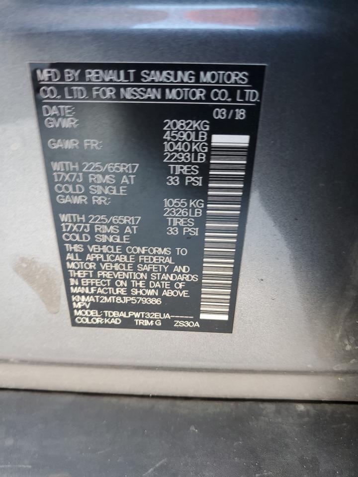 2018 Nissan Rogue VIN KNMAT2MT8JP579386 Copart auction photo, side / minor dent/scratches damage thumbnail 15