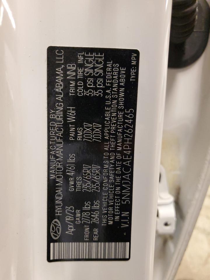 2023 Hyundai Tucson VIN 5NMJACAE4PH262465 Copart auction photo, rear end damage thumbnail 12