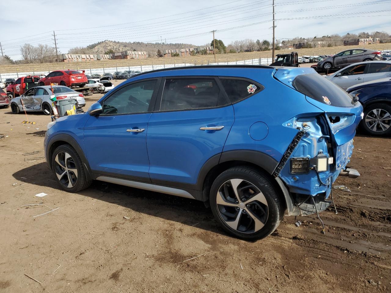 2017 Hyundai Tucson VIN KM8J3CA27HU320817 Copart auction photo, rear end / side damage thumbnail 2