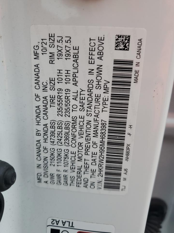 2021 Honda CR-V VIN 2HKRW2H95MH683987 Copart auction photo, side damage thumbnail 13