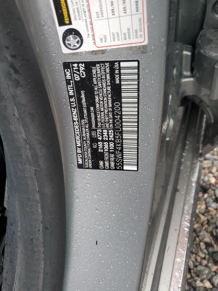 2015 Mercedes-Benz C-klasse VIN 55SWF4KB5FU004200 Copart auction photo, water/flood damage thumbnail 13