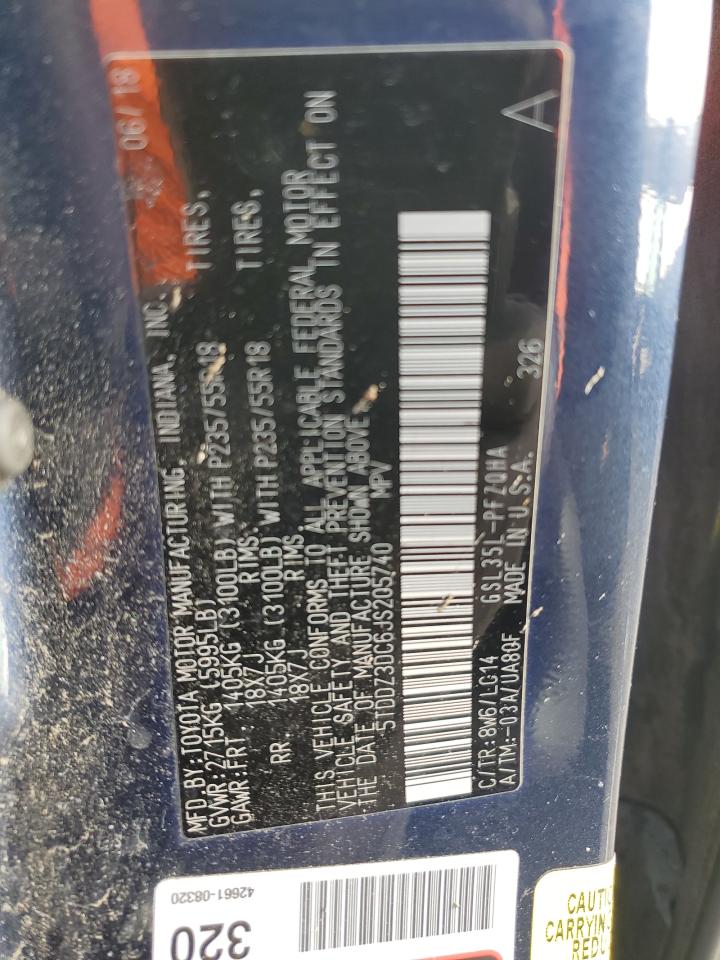 2018 Toyota Sienna VIN 5TDDZ3DC6JS205740 Copart auction photo, front end / side damage thumbnail 14