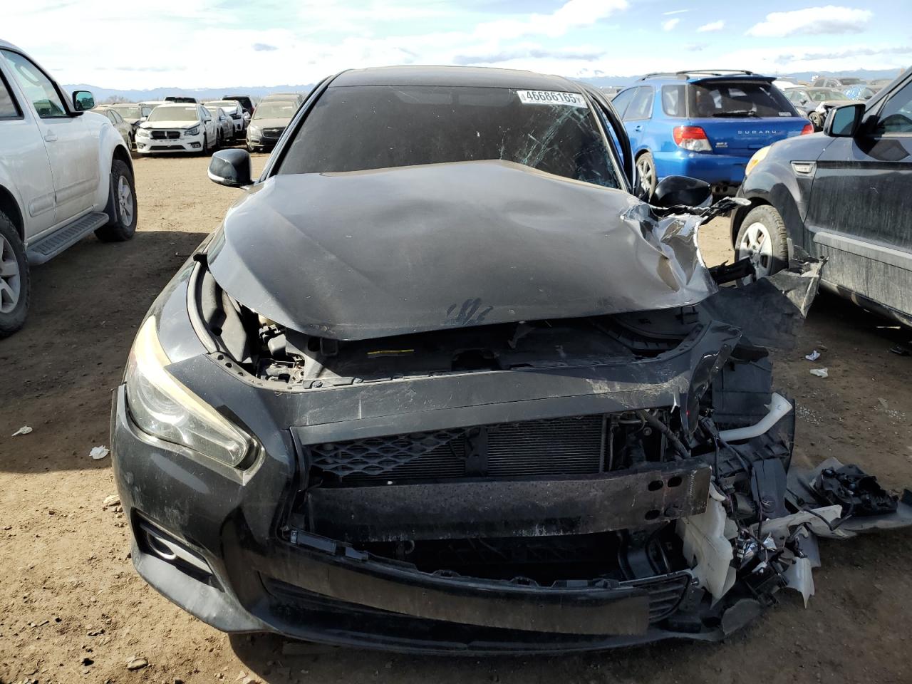 2015 Infiniti Q50 VIN JN1BV7AR0FM412875 Copart auction photo, side / front end damage thumbnail 5