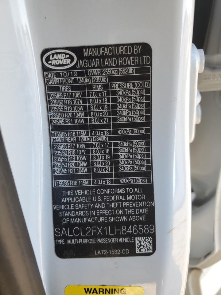 2020 Land Rover Discovery VIN SALCL2FX1LH846589 Copart auction photo, front end / minor dent/scratches damage thumbnail 16