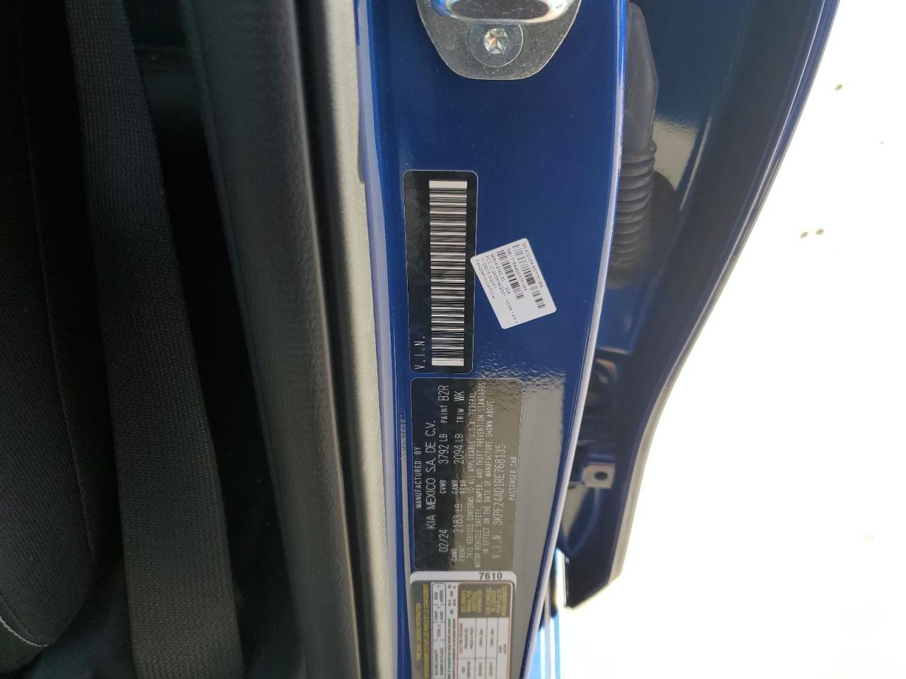 2024 KIA Forte VIN 3KPF24AD1RE768135 Copart auction photo, all over / minor dent/scratches damage thumbnail 12