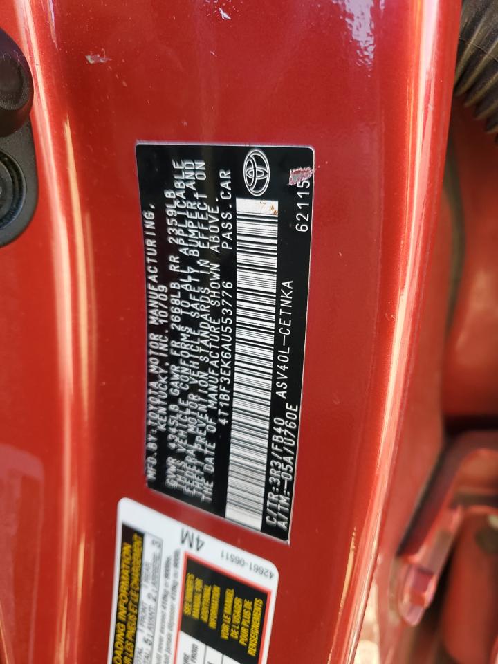 2010 Toyota Camry VIN 4T1BF3EK6AU553776 Copart auction photo, rear end damage thumbnail 14