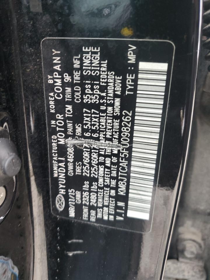 2015 Hyundai Tucson VIN KM8JTCAF5FU098262 Copart auction photo, front end damage thumbnail 12