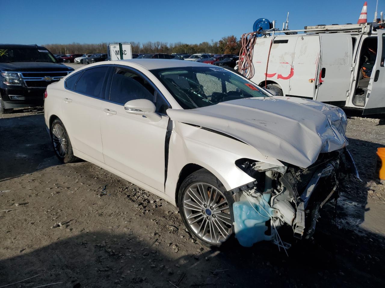 2014 Ford Fusion VIN 3FA6P0H93ER340880 Copart auction photo, side / front end damage thumbnail 4