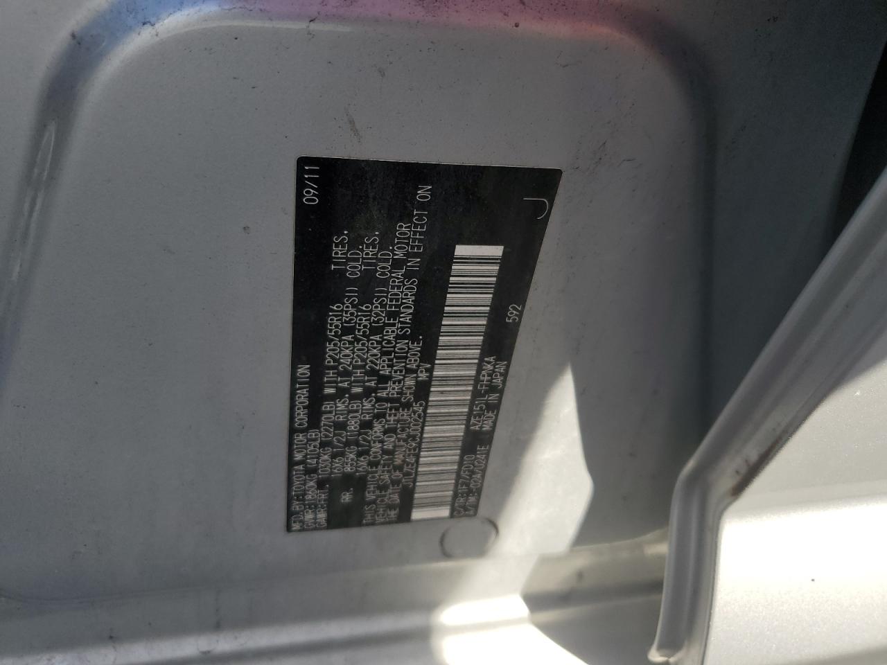 2012 Toyota xB VIN JTLZE4FE9CJ002545 Copart auction photo, minor dent/scratches damage thumbnail 12