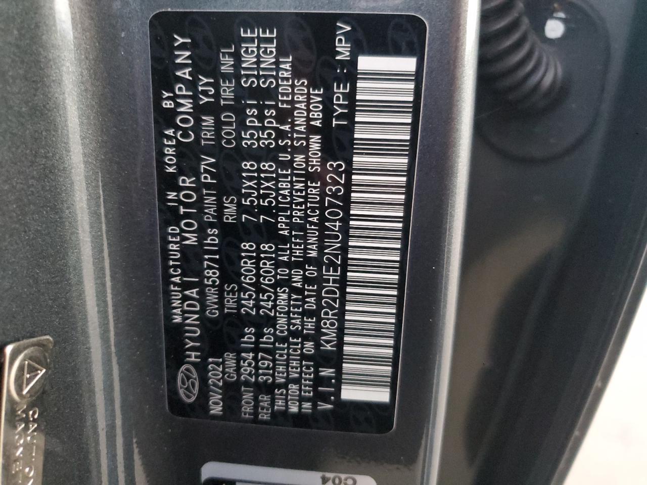 2022 Hyundai Palisade VIN KM8R2DHE2NU407323 Copart auction photo, water/flood damage thumbnail 14