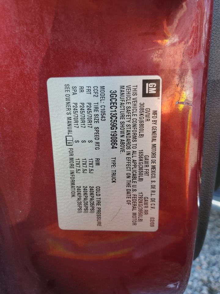 2009 Chevrolet Silverado VIN 3GCEC13C59G190864 Copart auction photo, all over damage thumbnail 12