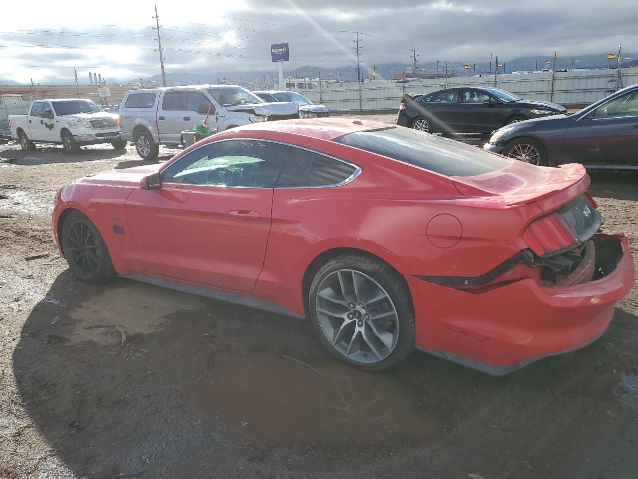 2017 Ford Mustang VIN 1FA6P8CF1H5319870 Copart auction photo, rear end / side damage thumbnail 2