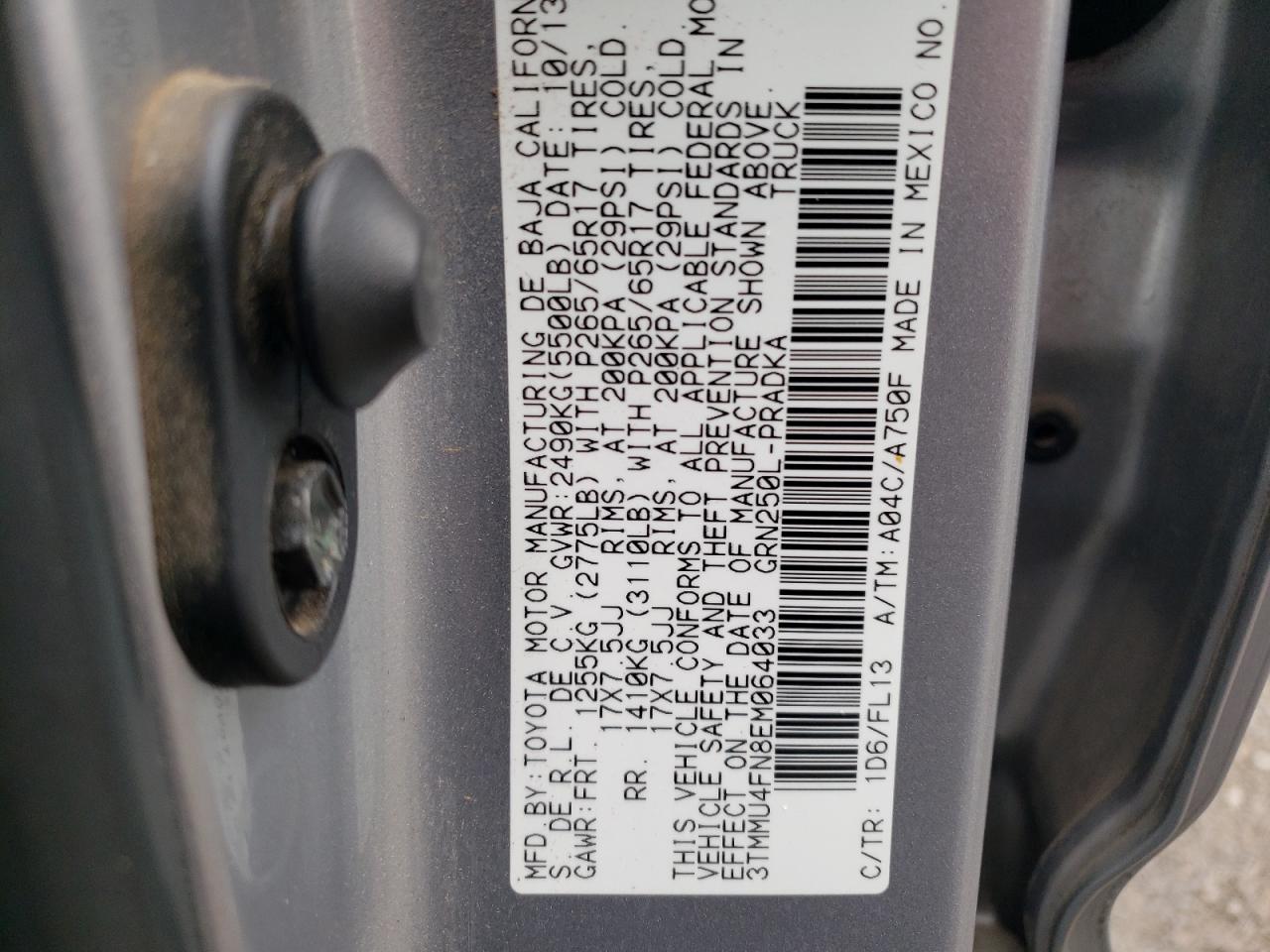 2014 Toyota Tacoma VIN 3TMMU4FN8EM064033 Copart auction photo, front end damage thumbnail 12