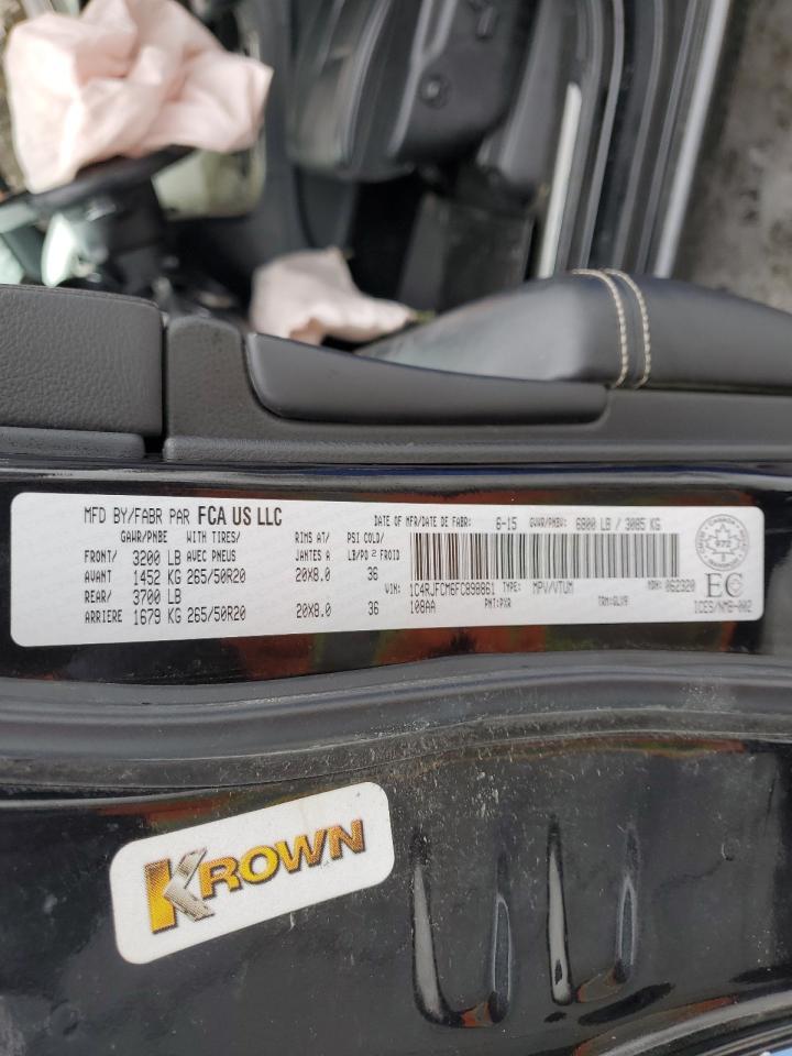 2015 Jeep Grand Cherokee VIN 1C4RJFCM6FC898861 Copart auction photo, front end damage thumbnail 14