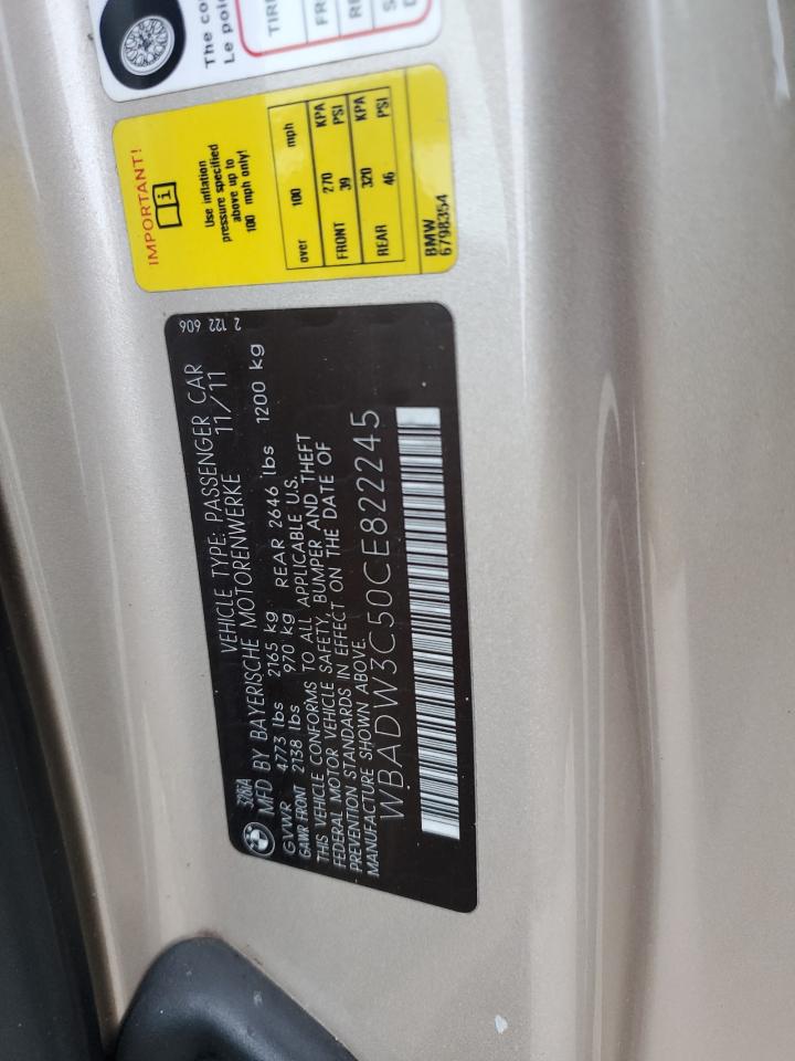2012 BMW 3er VIN WBADW3C50CE822245 Copart auction photo, all over damage thumbnail 13
