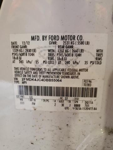 2013 Ford Edge VIN 2FMDK4JC4DBB55064 Copart auction photo, front end damage thumbnail 13