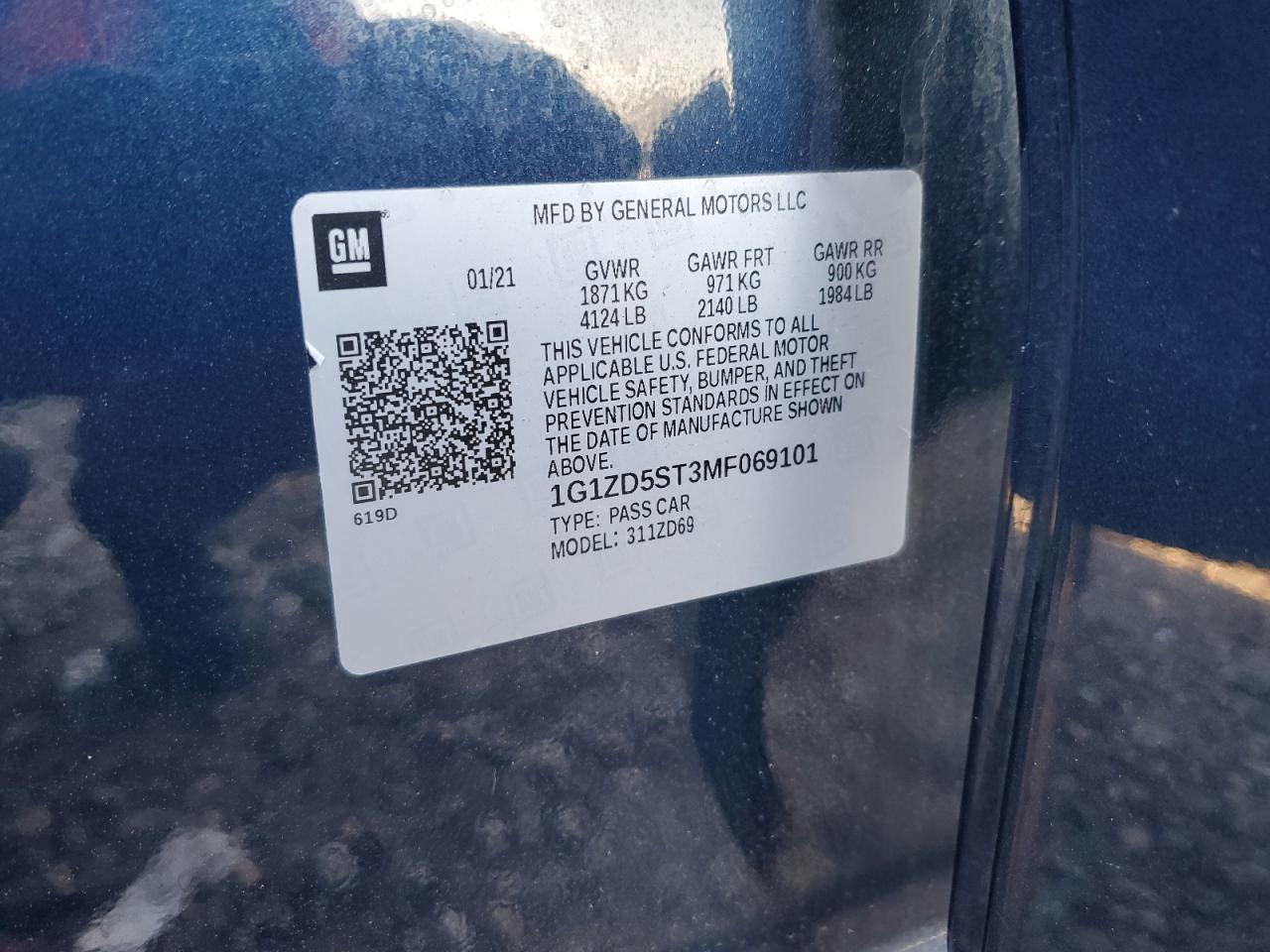2021 Chevrolet Malibu VIN 1G1ZD5ST3MF069101 Copart auction photo, all over damage thumbnail 14