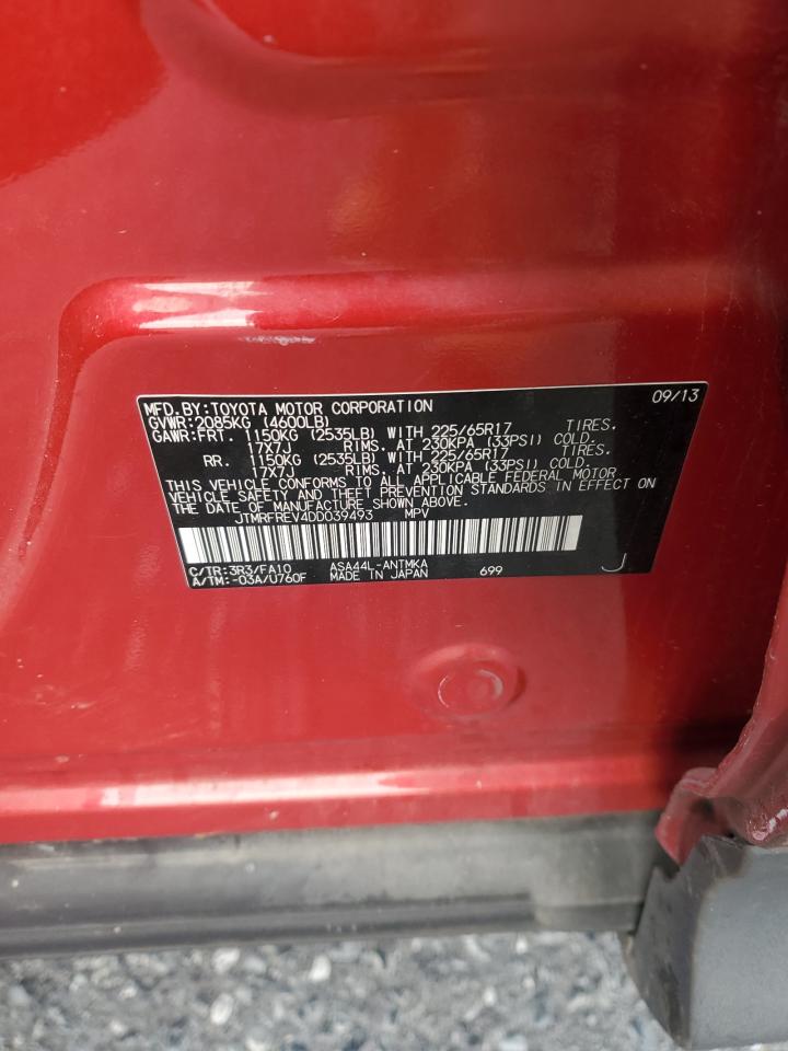 2013 Toyota RAV 4 VIN JTMRFREV4DD039493 Copart auction photo, front end / side damage thumbnail 13