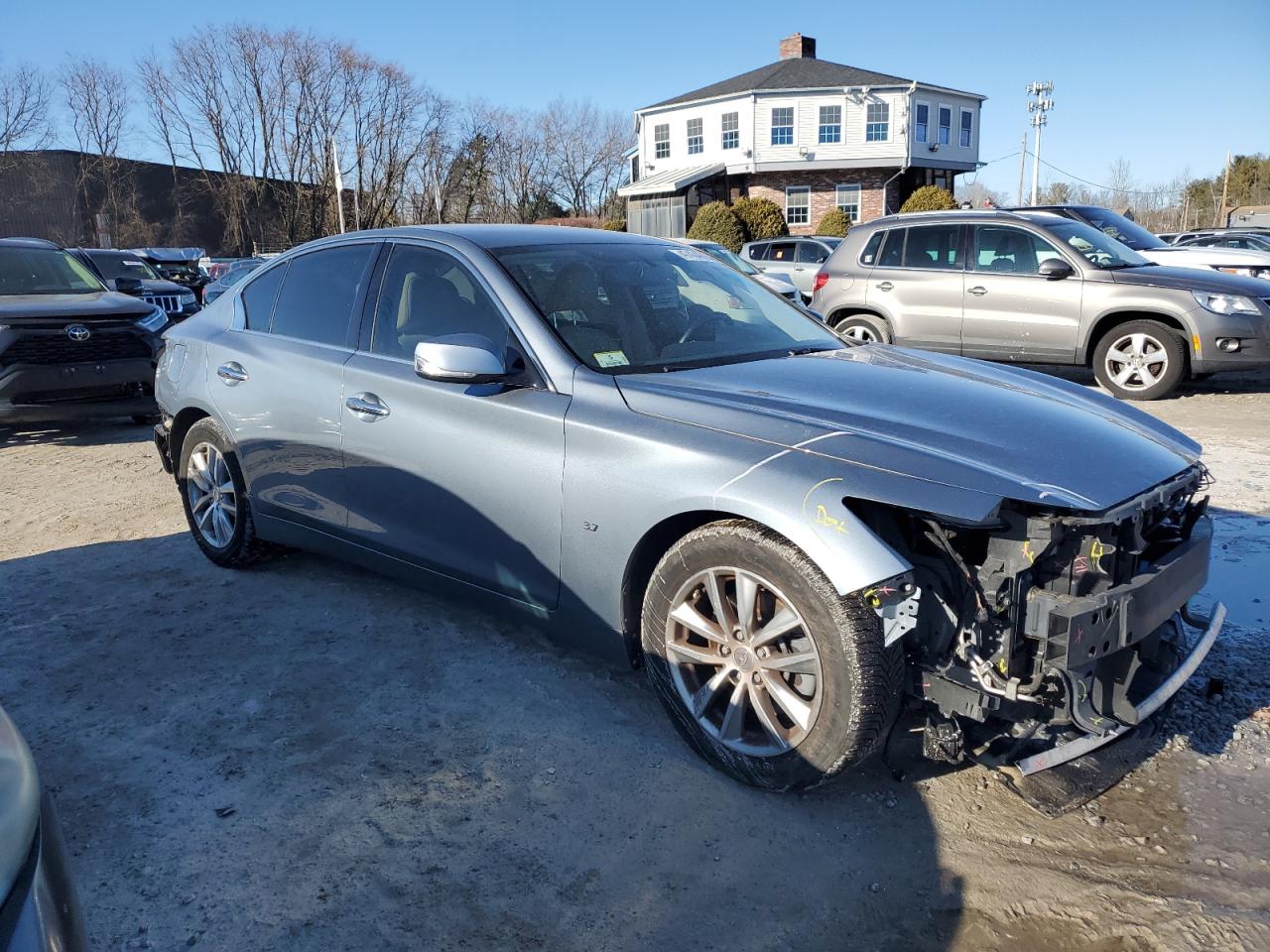 2014 Infiniti Q50 VIN JN1BV7AR3EM702123 Copart auction photo, rear end / front end damage thumbnail 4