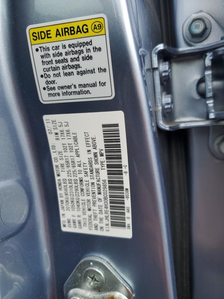 2011 Honda CR-V VIN JHLRE4H30BC029856 Copart auction photo, side damage thumbnail 13