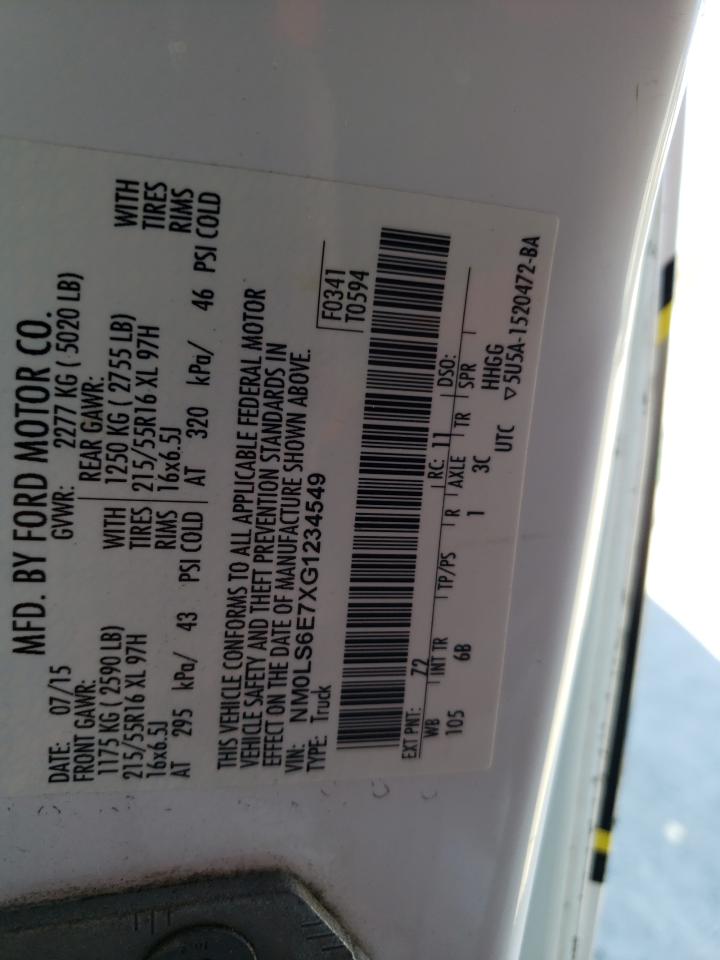 2016 Ford Transit VIN NM0LS6E7XG1234549 Copart auction photo, front end / minor dent/scratches damage thumbnail 12