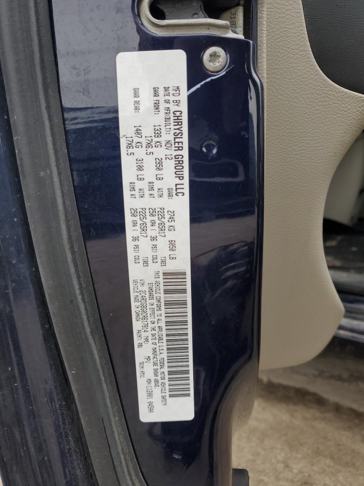 2013 Dodge Caravan VIN 2C4RDGBG0DR617814 Copart auction photo, front end damage thumbnail 13