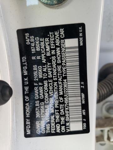 2018 Honda Civic VIN SHHFK7H98JU223694 Copart auction photo, front end / minor dent/scratches damage thumbnail 12