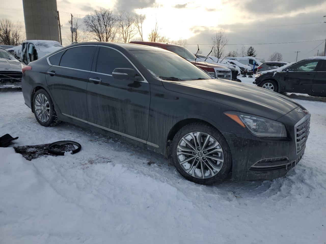 2016 Hyundai Genesis VIN KMHGN4JE6GU128453 Copart auction photo, side / front end damage thumbnail 4