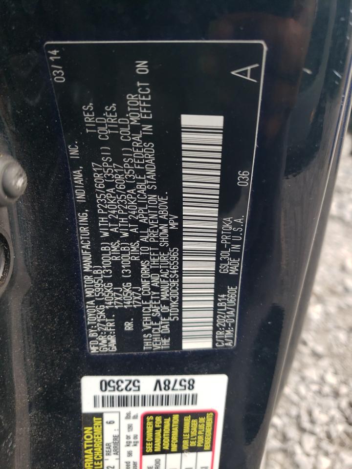 2014 Toyota Sienna VIN 5TDYK3DC9ES465965 Copart auction photo, front end damage thumbnail 13