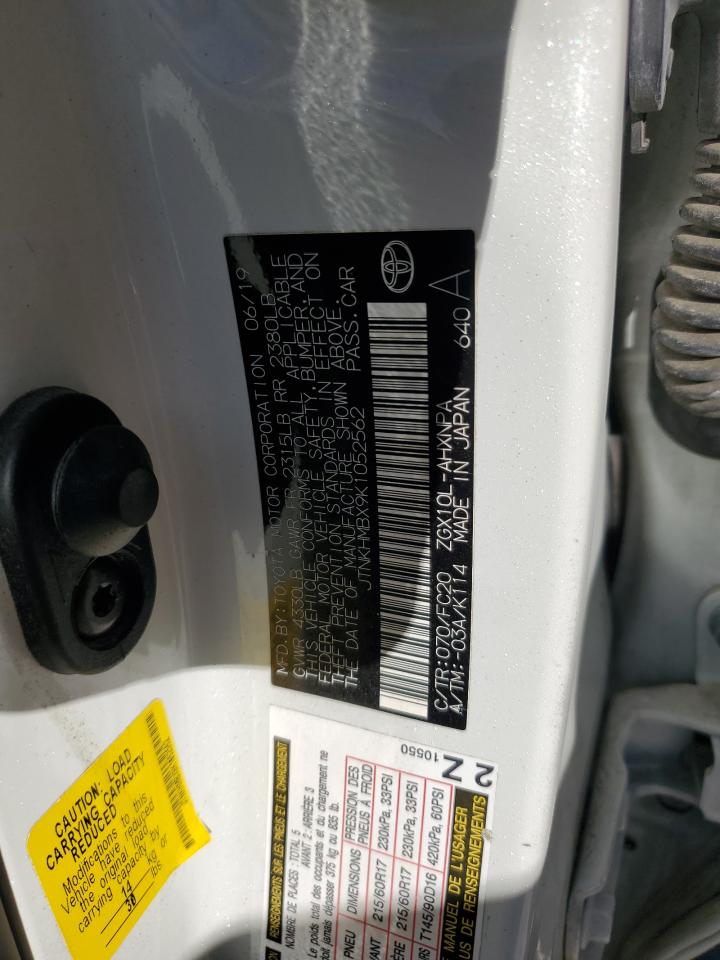 2019 Toyota C-HR VIN JTNKHMBX9K1052562 Copart auction photo, front end / rear end damage thumbnail 16