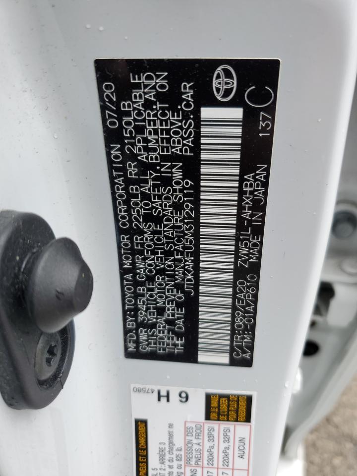 2021 Toyota Prius VIN JTDKAMFU5M3129119 Copart auction photo, front end damage thumbnail 12