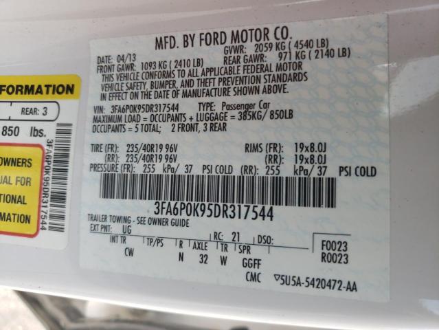 2013 Ford Fusion VIN 3FA6P0K95DR317544 Copart auction photo, front end damage thumbnail 12