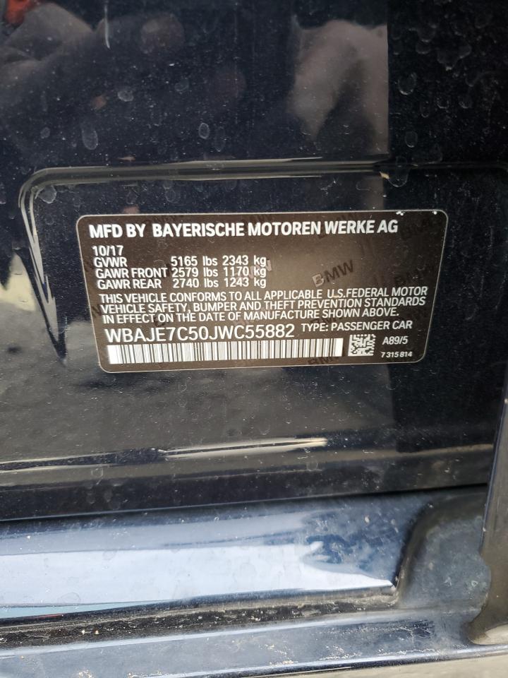 2018 BMW 5er VIN WBAJE7C50JWC55882 Copart auction photo, front end / side damage thumbnail 12