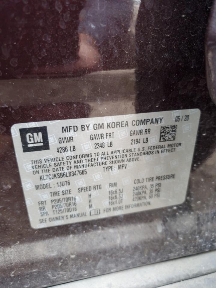 2020 Chevrolet Trax VIN KL7CJKSB6LB347665 Copart auction photo, front end damage thumbnail 16