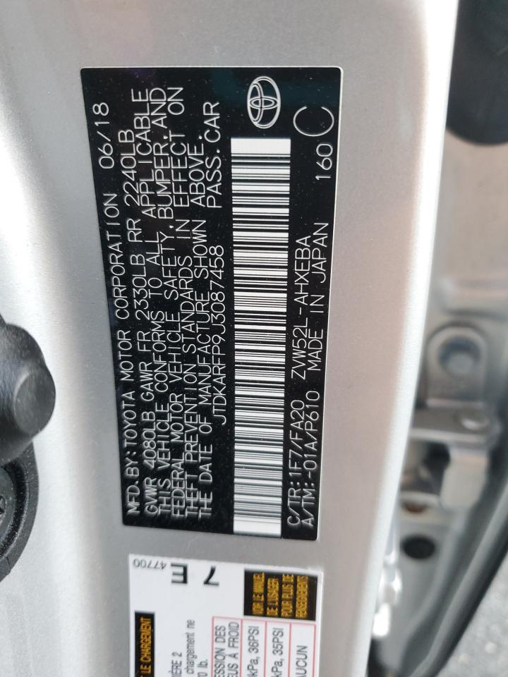 2018 Toyota Prius VIN JTDKARFP9J3087458 Copart auction photo, front end / minor dent/scratches damage thumbnail 15