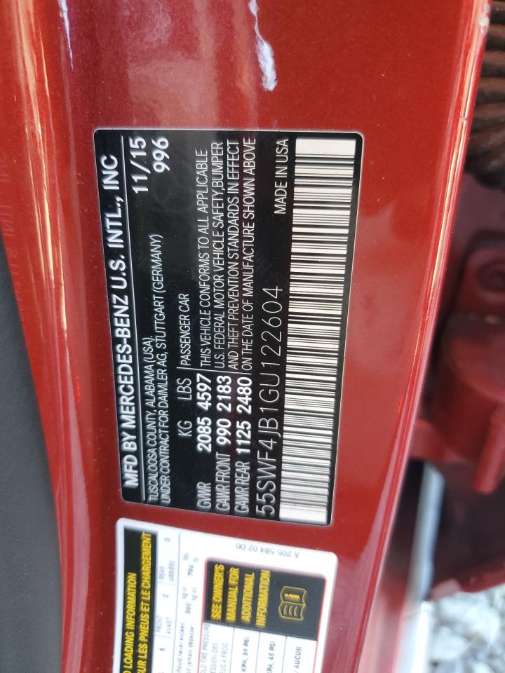 2016 Mercedes-Benz C-klasse VIN 55SWF4JB1GU122604 Copart auction photo, rear end damage thumbnail 14