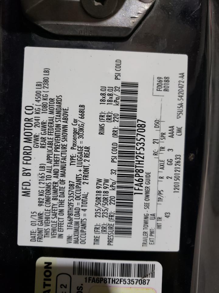 2015 Ford Mustang VIN 1FA6P8TH2F5357087 Copart auction photo, front end damage thumbnail 13