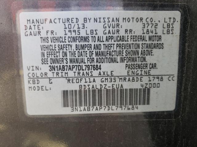 2013 Nissan Sentra VIN 3N1AB7AP7DL797684 Copart auction photo, minor dent/scratches damage thumbnail 12