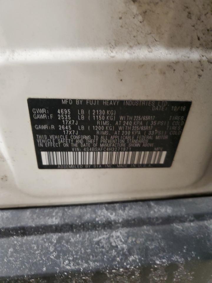 2017 Subaru Outback VIN 4S4BSAFC4H3271871 Copart auction photo, rear end damage thumbnail 14