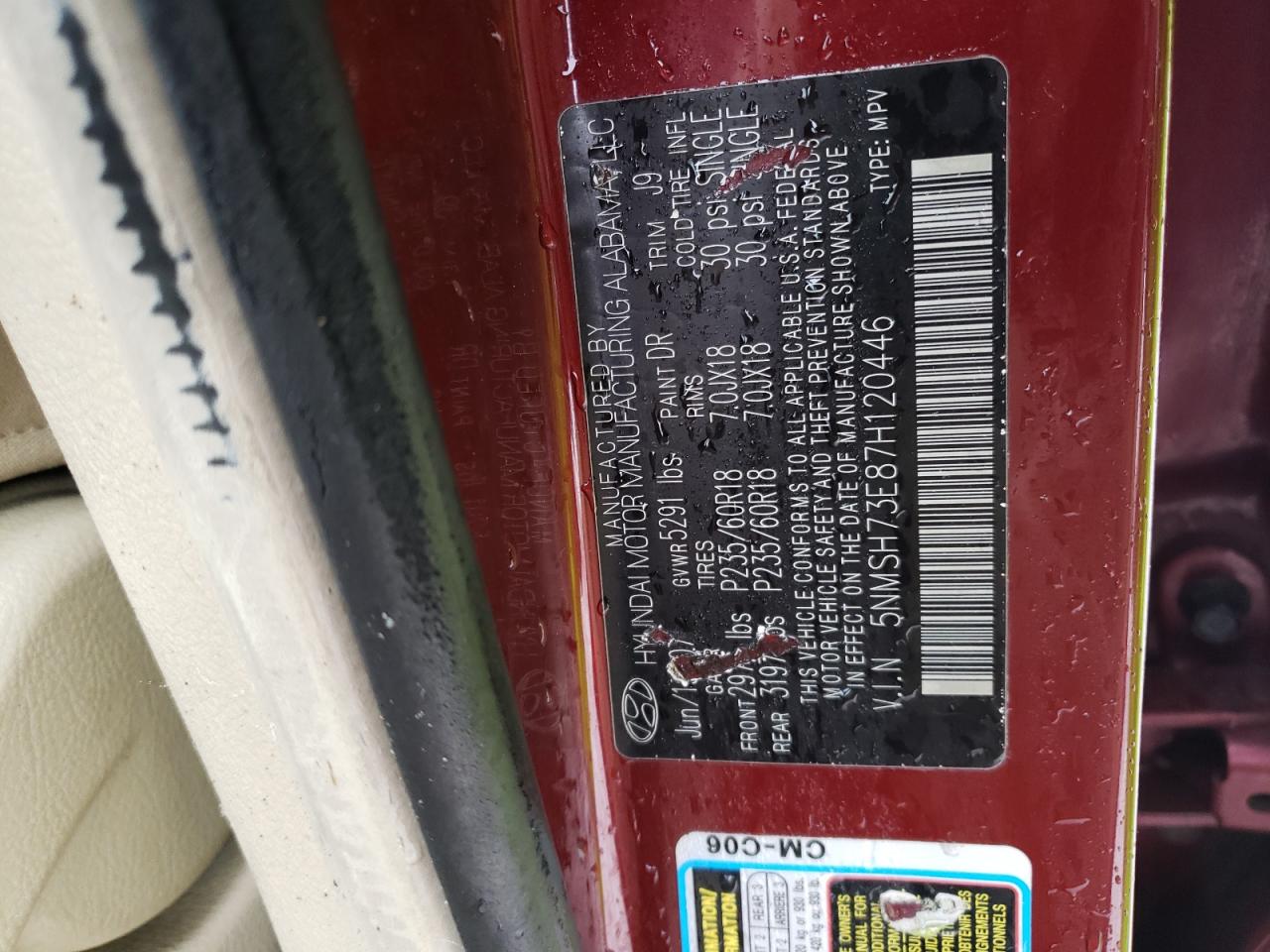2007 Hyundai Santa Fe VIN 5NMSH73E87H120446 Copart auction photo, front end damage thumbnail 14