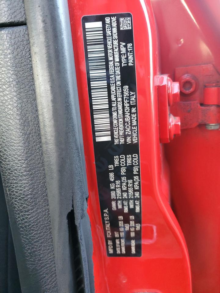 2017 Jeep Renegade VIN ZACCJBAH3HPF75659 Copart auction photo, mechanical damage thumbnail 12