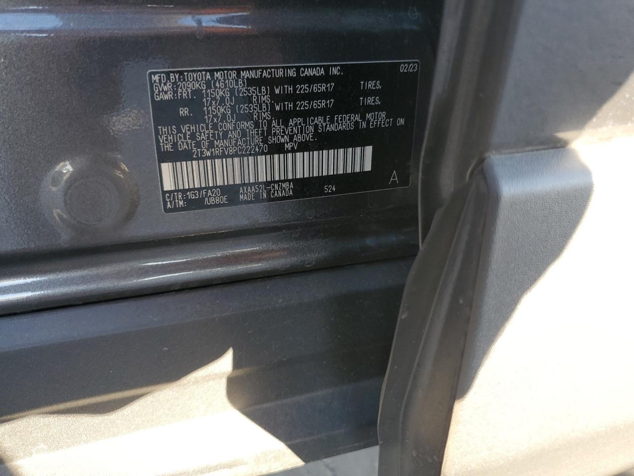 2023 Toyota RAV 4 VIN 2T3W1RFV8PC222470 Copart auction photo, front end damage thumbnail 15