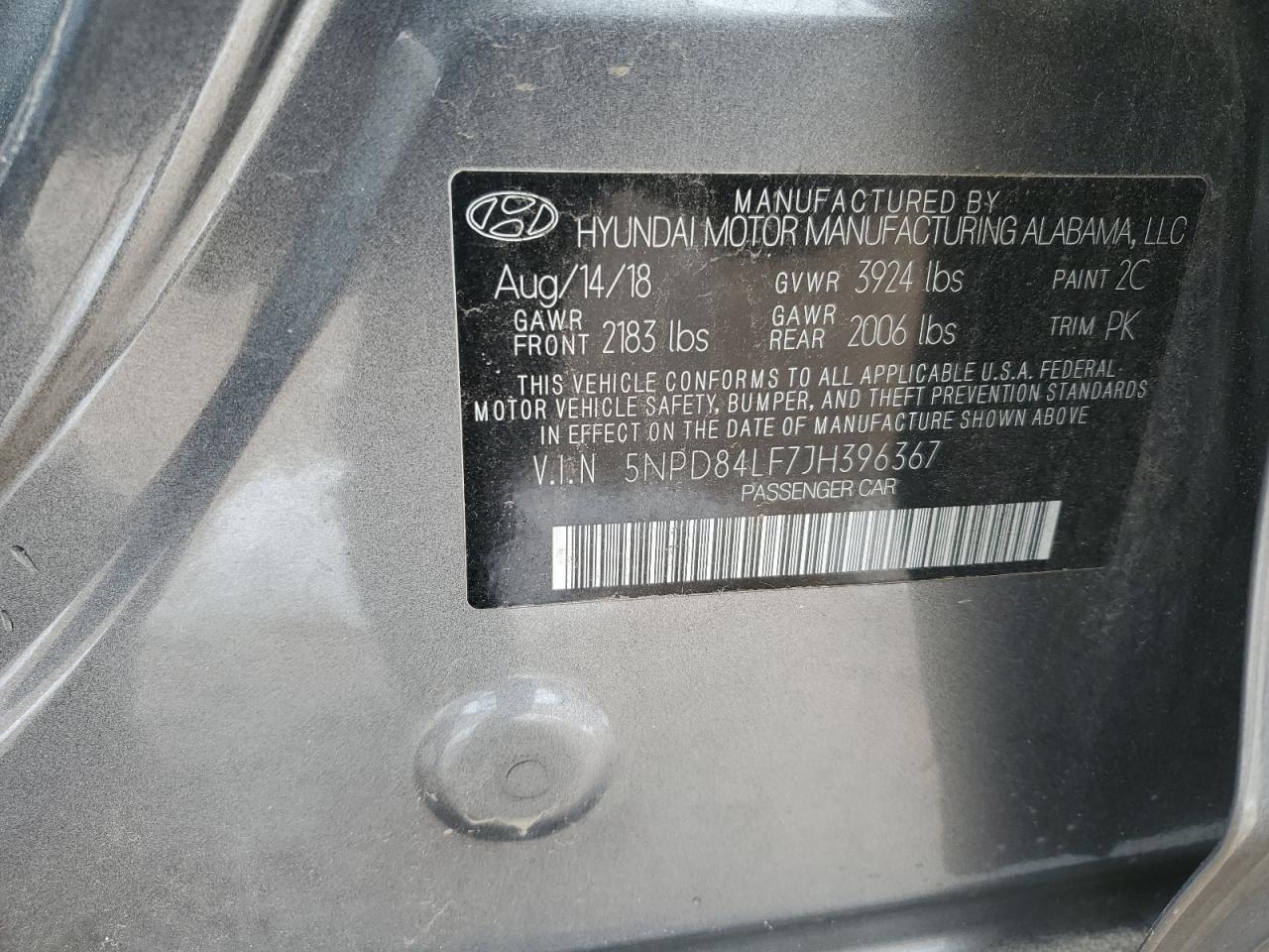 2018 Hyundai Elantra VIN 5NPD84LF7JH396367 Copart auction photo, front end damage thumbnail 14