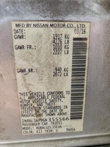2016 Nissan Altima VIN 1N4AL3AP9GN355566 Copart auction photo, front end / side damage thumbnail 12