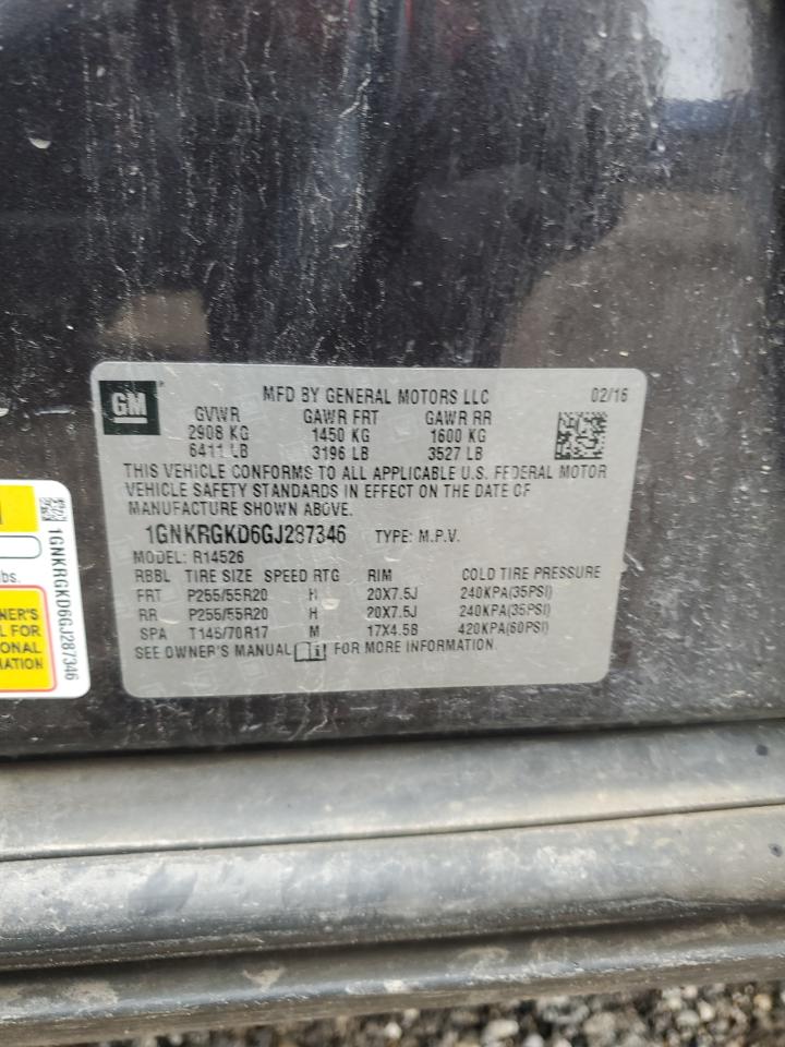 2016 Chevrolet Traverse VIN 1GNKRGKD6GJ287346 Copart auction photo, rear end / undercarriage damage thumbnail 14