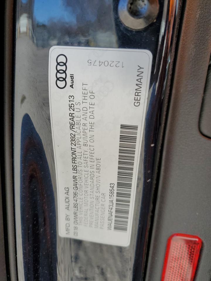 2018 Audi A4 VIN WAUENAF43JA158543 Copart auction photo, front end damage thumbnail 12